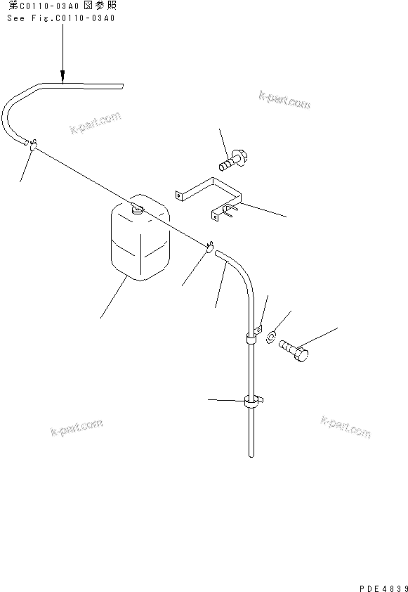 Komatsu parts book diagram for WF450-3 S/N 54001-UP: BULKHEAD (RADIATOR RESERVE TANK)