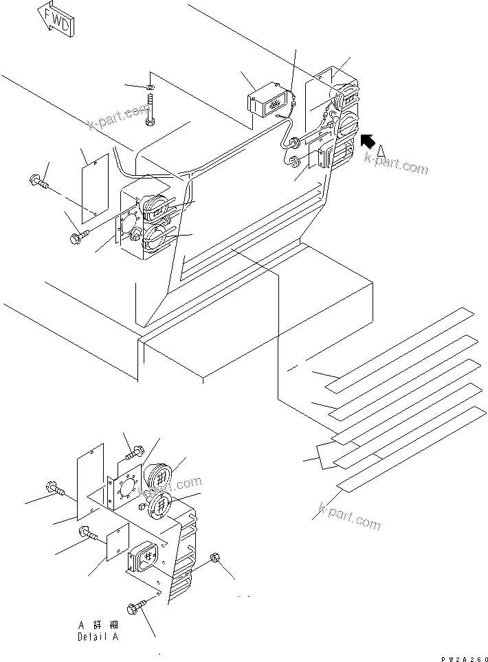 Komatsu parts book diagram for WF450-3 S/N 54001-UP: RADIATOR GUARD (SHEET)(#54001-54099)