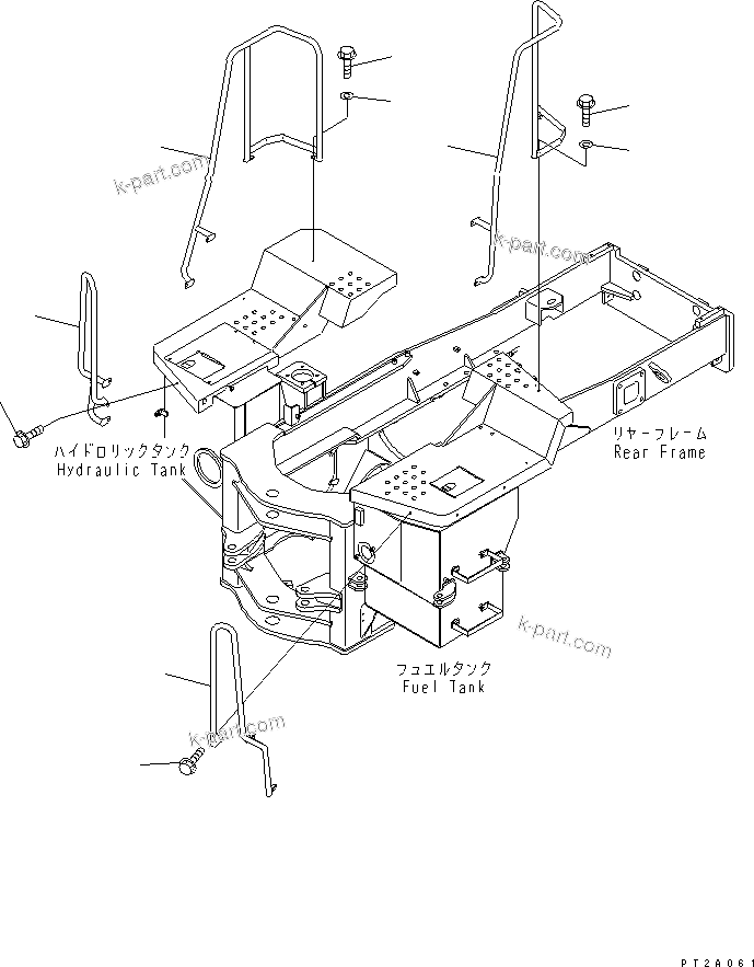 Komatsu parts book diagram for WF450-3 S/N 54001-UP: LADDER RAIL