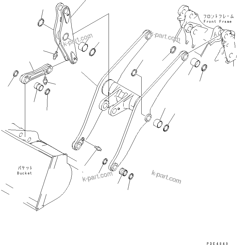 Komatsu parts book diagram for WF450-3 S/N 54001-UP: LIFT ARM AND BELLCRANK