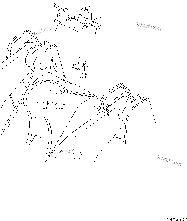 Komatsu parts book diagram for WF450-3 S/N 54001-UP: LIFT ARM AND BELLCRANK (BOOM KICK OUT)