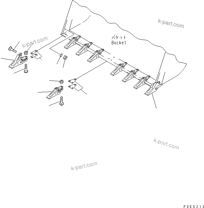 Komatsu parts book diagram for WF450-3 S/N 54001-UP: TOOTH