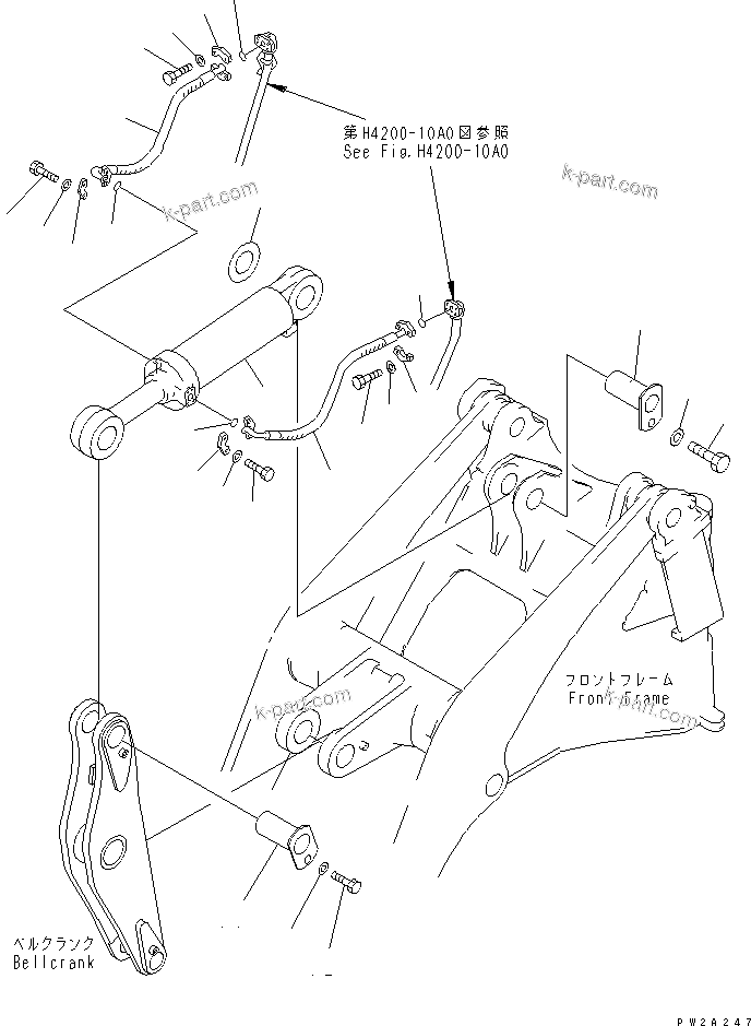 Komatsu parts book diagram for WF450-3 S/N 54001-UP: DUMP CYLINDER (PIPING AND MOUNTING)(#54101-)