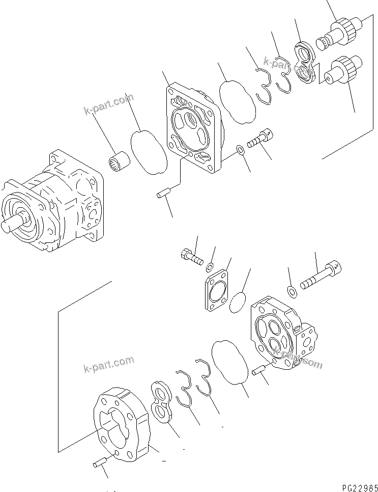 Komatsu parts book diagram for WF450-3 S/N 54001-UP: HYDRAULIC PUMP (STEERING AND SWITCH) (2/2)