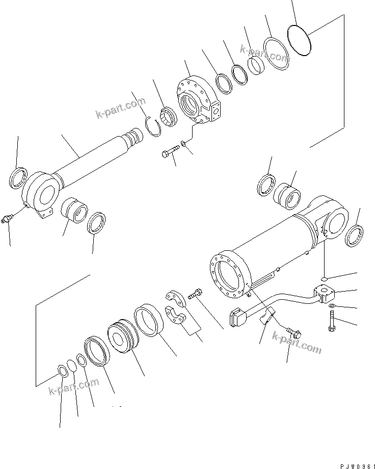 Komatsu parts book diagram for WF450-3 S/N 54001-UP: DUMP CYLINDER(#54101-)