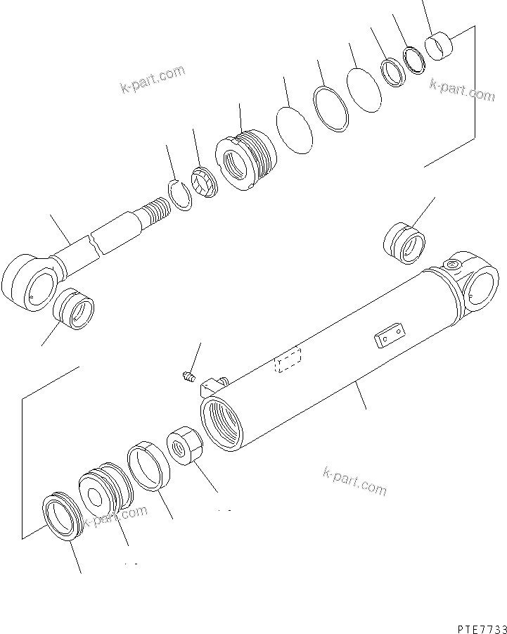 Komatsu parts book diagram for WF450-3 S/N 54001-UP: STEERING CYLINDER(#54001-54099)