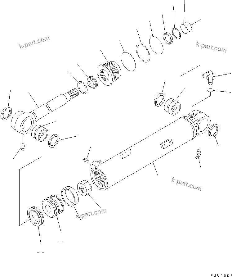 Komatsu parts book diagram for WF450-3 S/N 54001-UP: STEERING CYLINDER(#54101-)