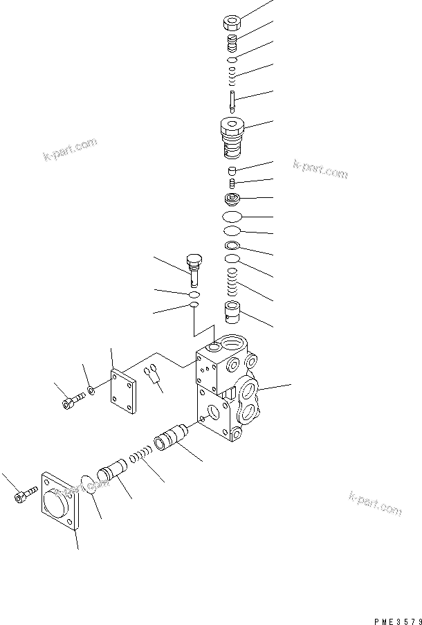 Komatsu parts book diagram for WF450-3 S/N 54001-UP: CUT-OFF VALVE