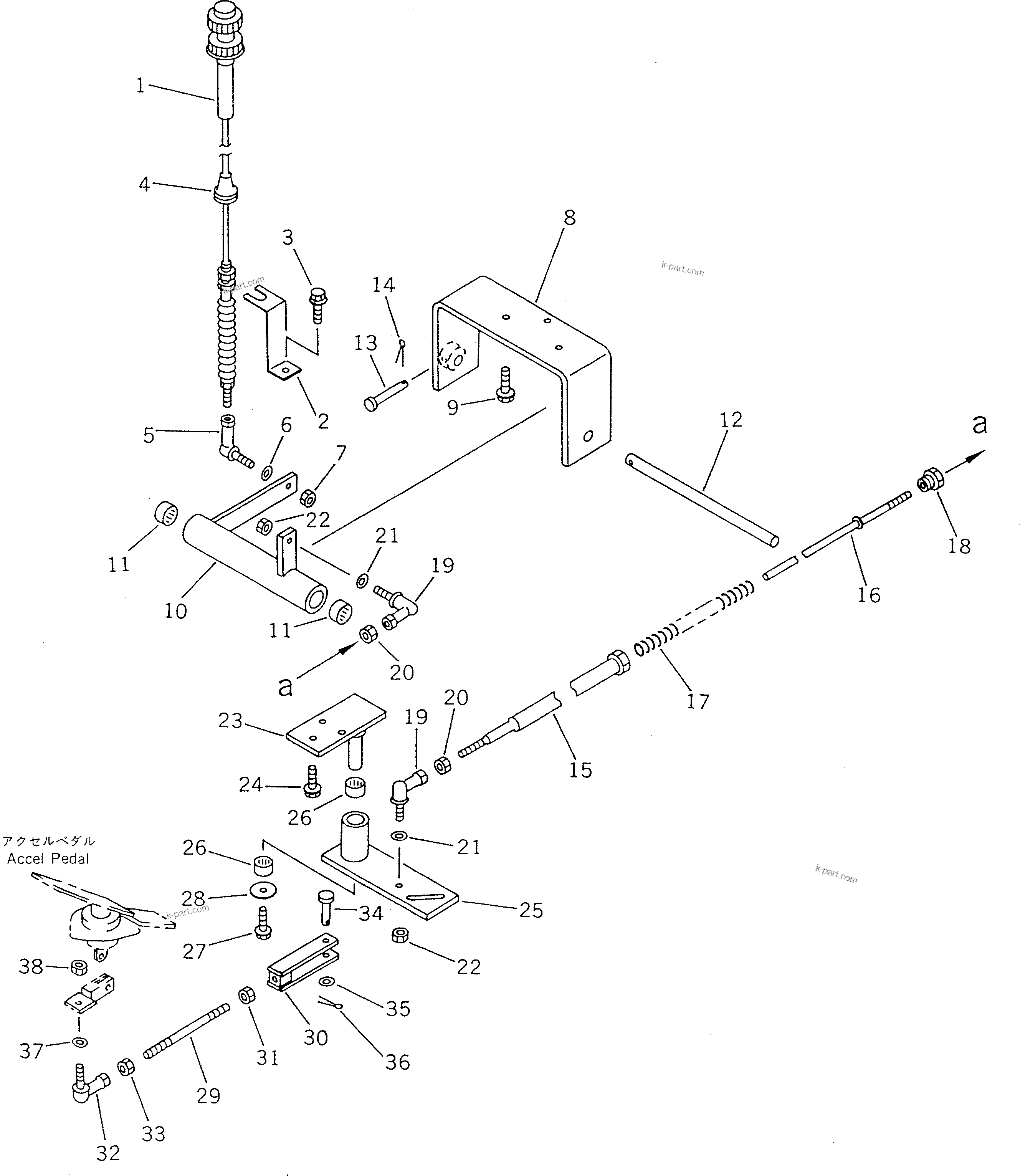 Komatsu parts book diagram for WF450T-1 S/N 10001-UP: ENGINE CONTROL LEVER