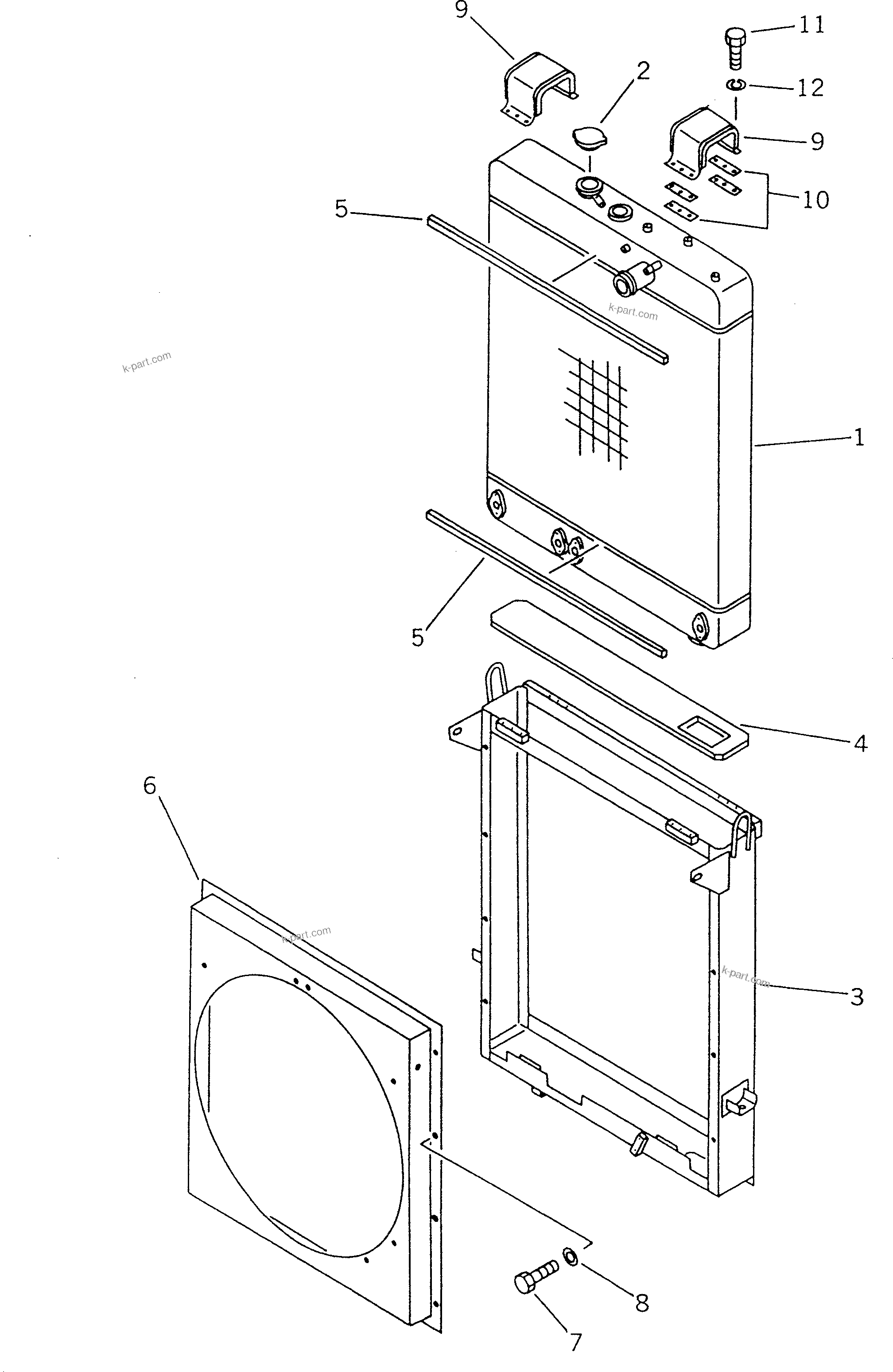 Komatsu parts book diagram for WF450T-1 S/N 10001-UP: RADIATOR