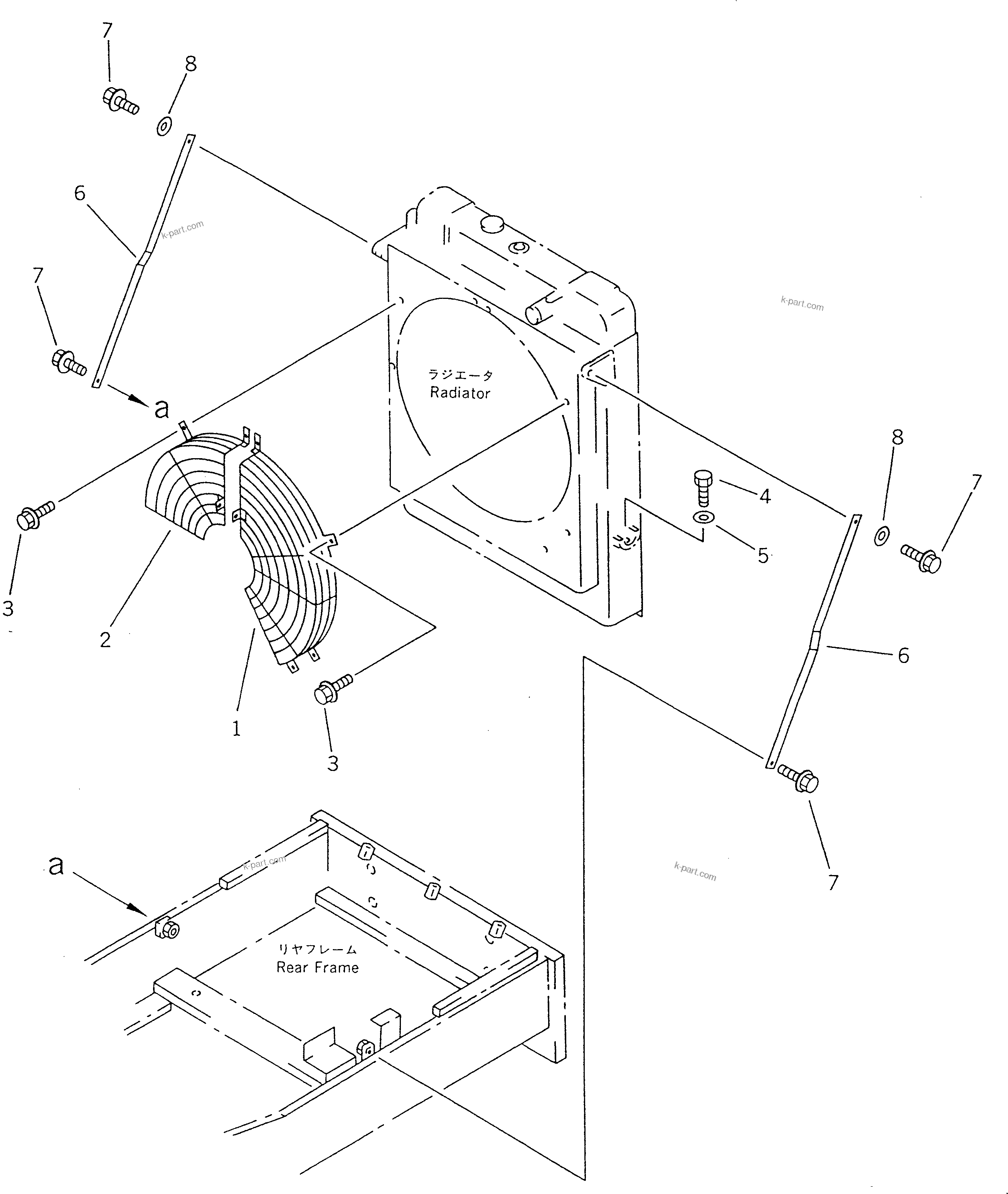 Komatsu parts book diagram for WF450T-1 S/N 10001-UP: RADIATOR COVER