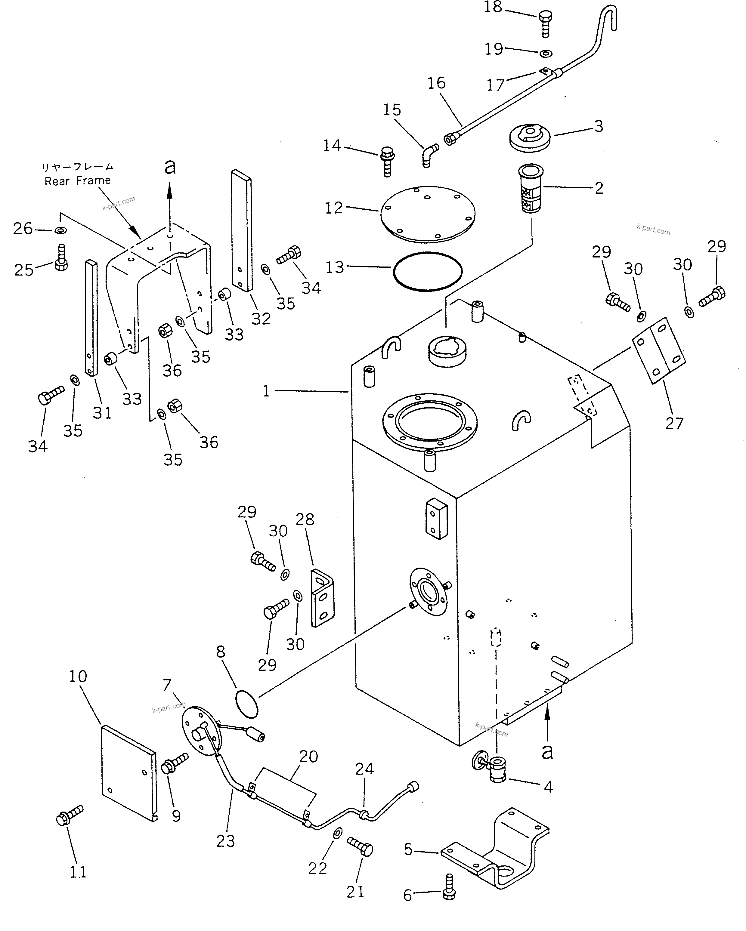 Komatsu parts book diagram for WF450T-1 S/N 10001-UP: FUEL TANK
