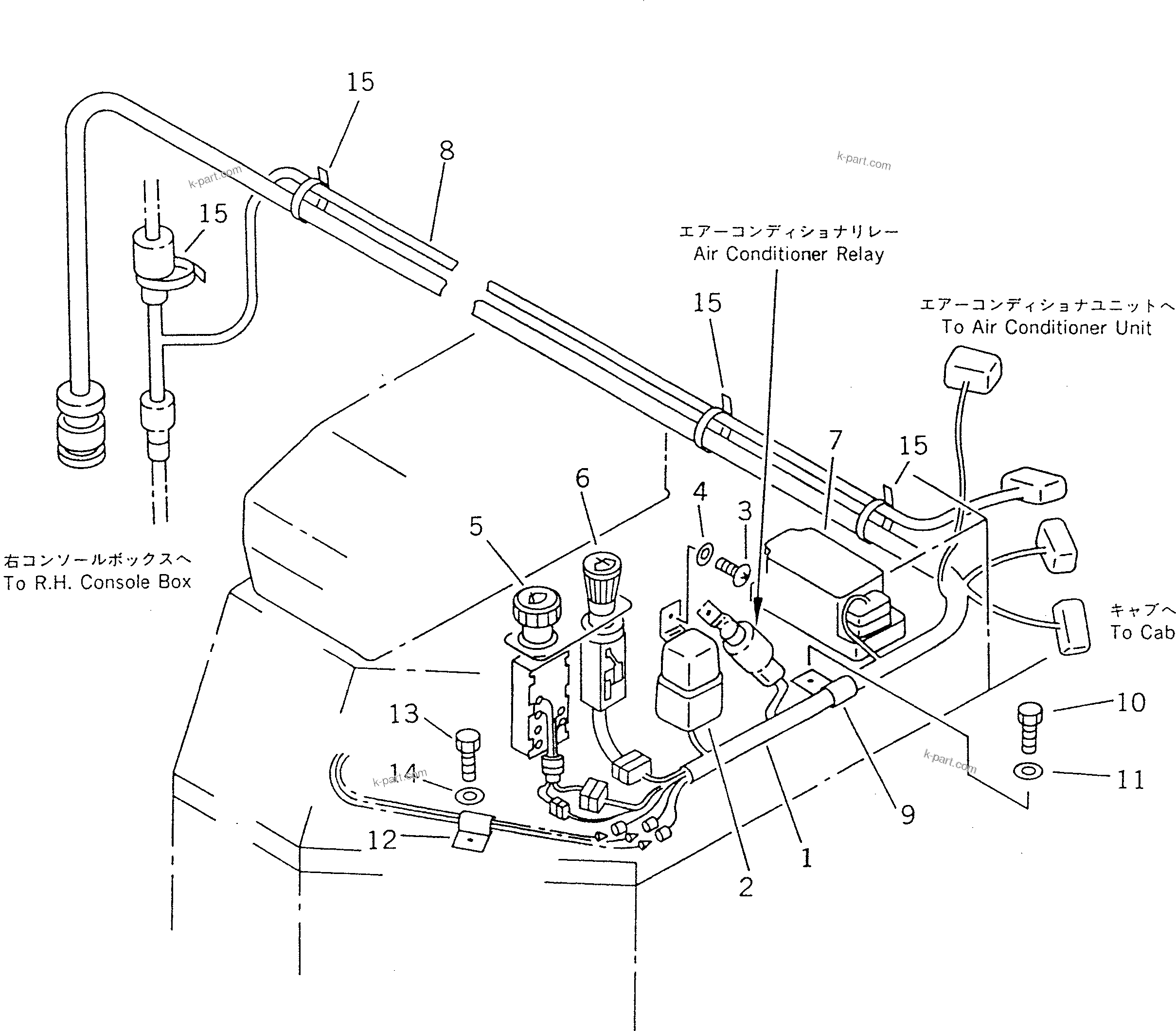 Komatsu parts book diagram for WF450T-1 S/N 10001-UP: ELECTRICAL SYSTEM (CONSOLE BOX¤ L.H.)