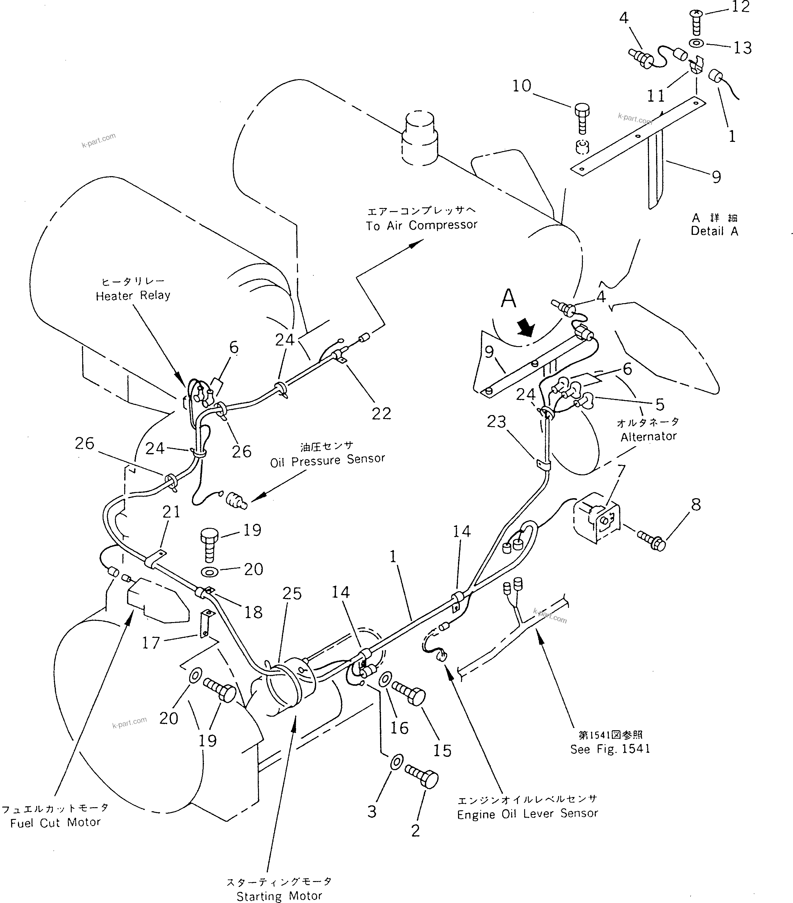 Komatsu parts book diagram for WF450T-1 S/N 10001-UP: ELECTRICAL SYSTEM (ENGINE LINE)