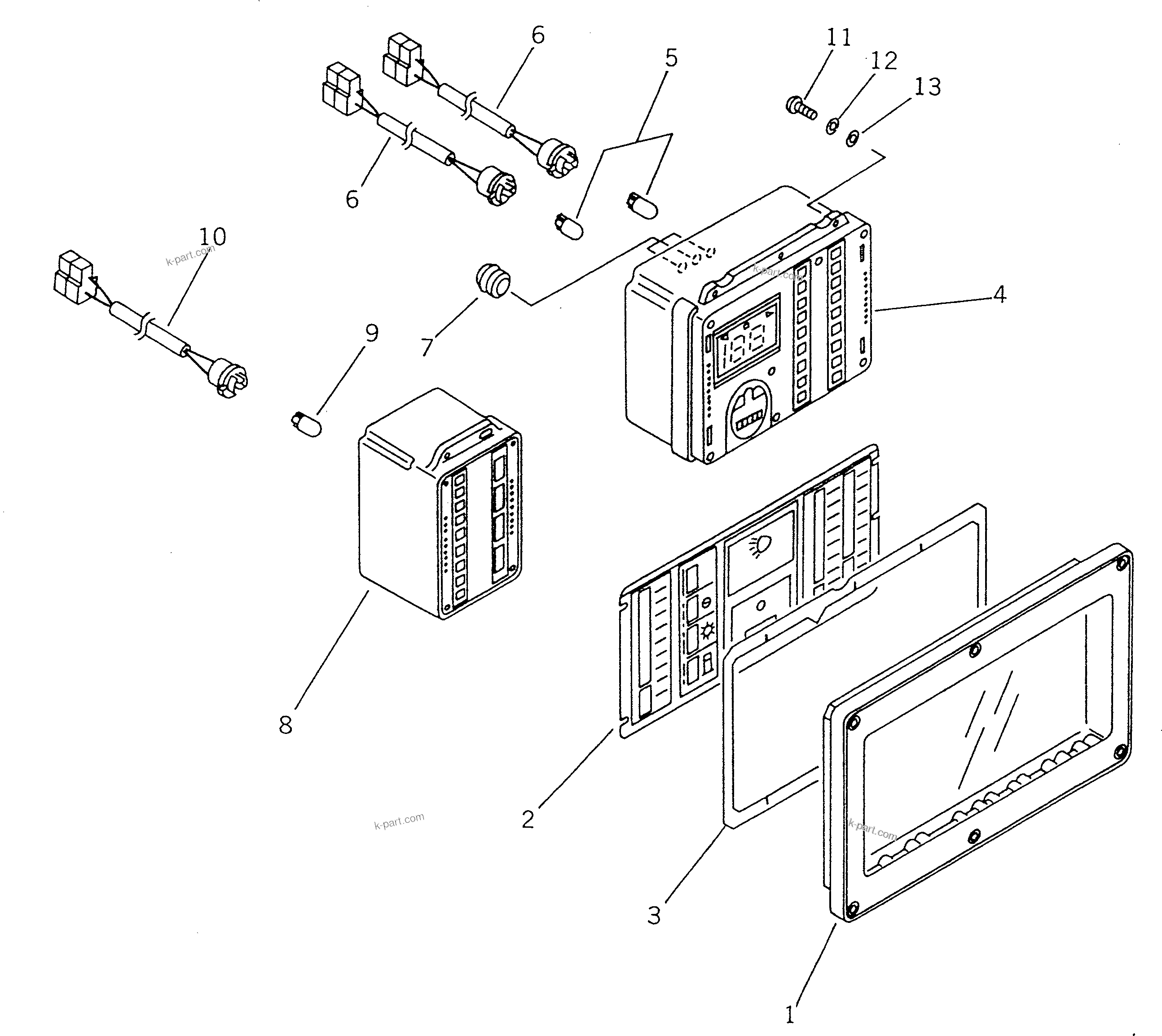 Komatsu parts book diagram for WF450T-1 S/N 10001-UP: MONITOR PANEL