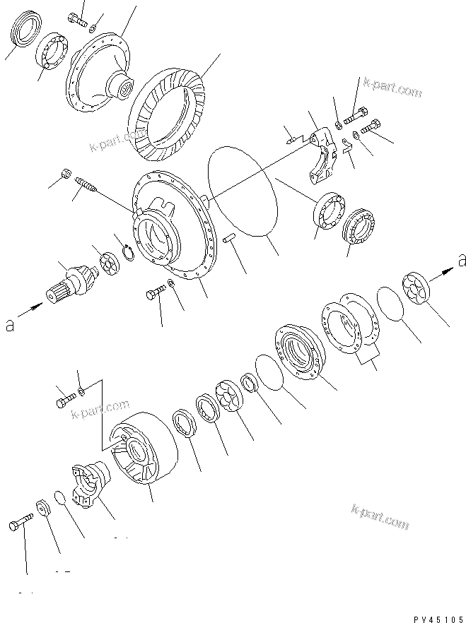 Komatsu parts book diagram for WF450T-1 S/N 10001-UP: REAR DIFFERENTIAL