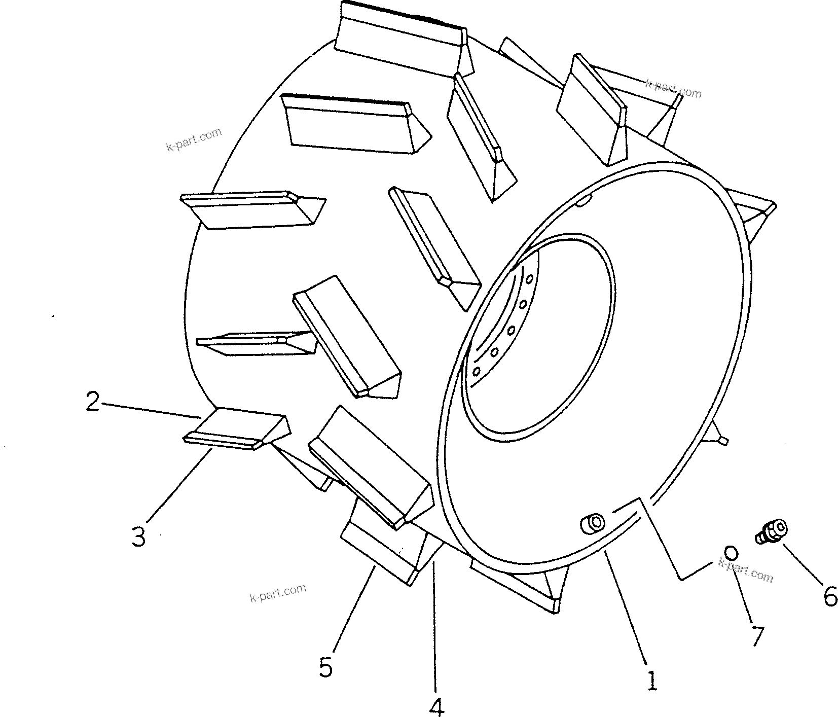 Komatsu parts book diagram for WF450T-1 S/N 10001-UP: WHEEL (CHOPP TYPE)