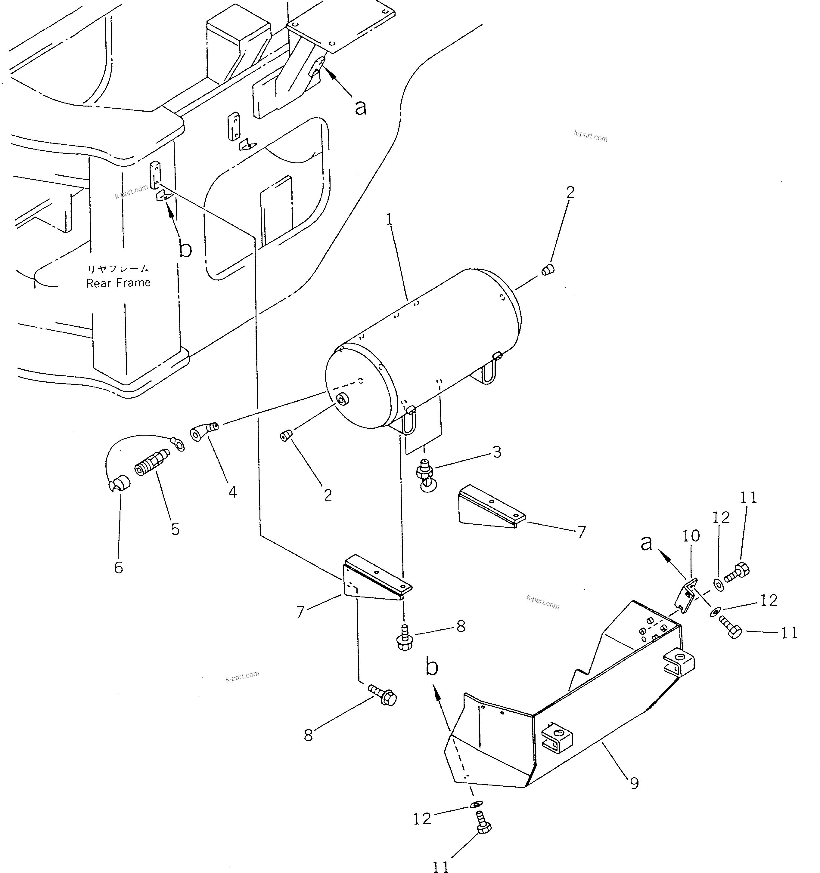 Komatsu parts book diagram for WF450T-1 S/N 10001-UP: AIR PIPING (DRY TANK)