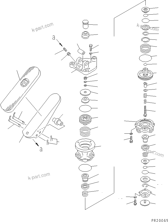 Komatsu parts book diagram for WF450T-1 S/N 10001-UP: TREADLE VALVE