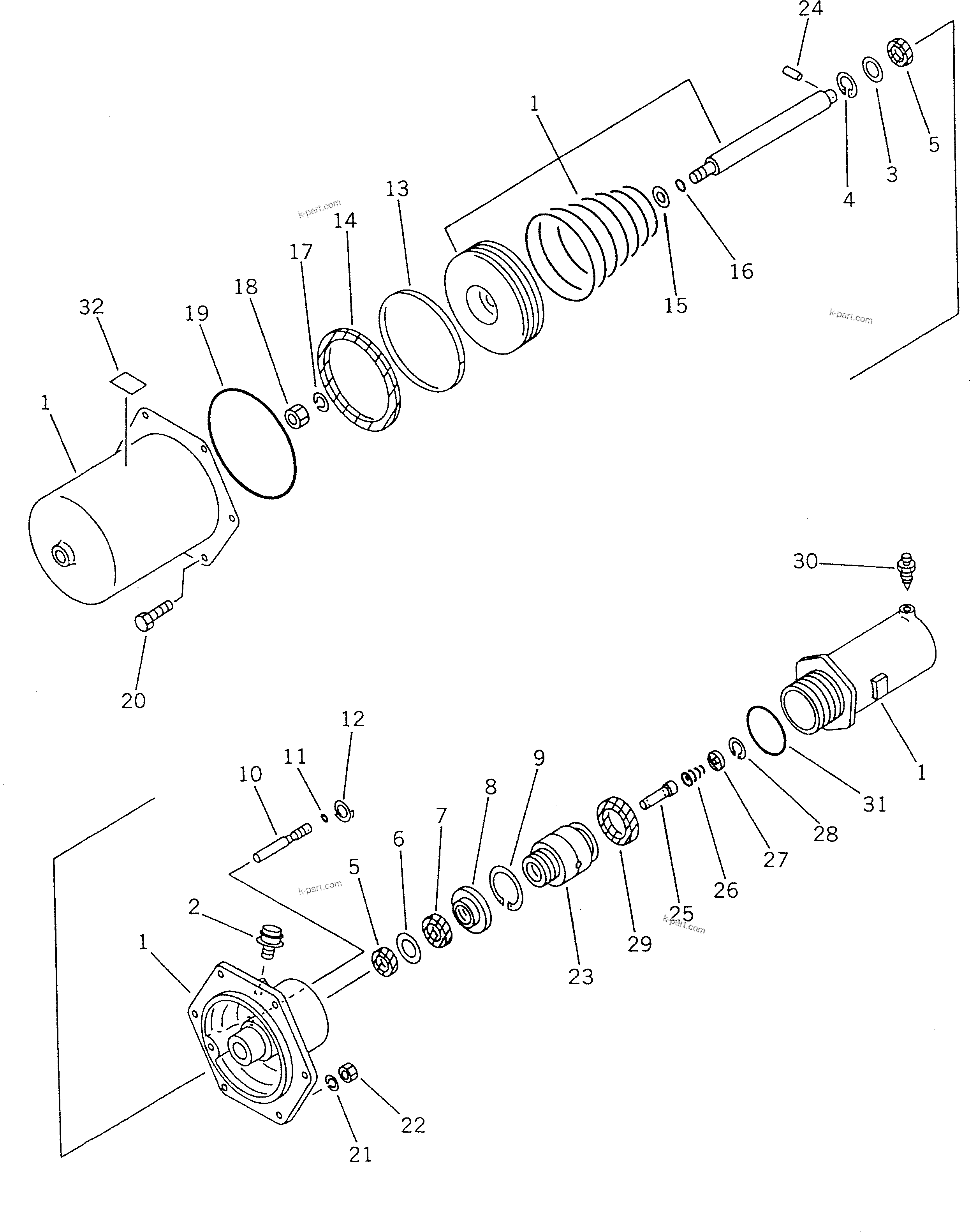 Komatsu parts book diagram for WF450T-1 S/N 10001-UP: BRAKE CHAMBER