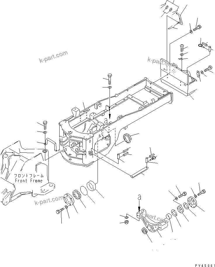 Komatsu parts book diagram for WF450T-1 S/N 10001-UP: REAR FRAME