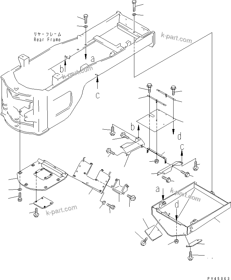 Komatsu parts book diagram for WF450T-1 S/N 10001-UP: UNDER GUARD (REAR)