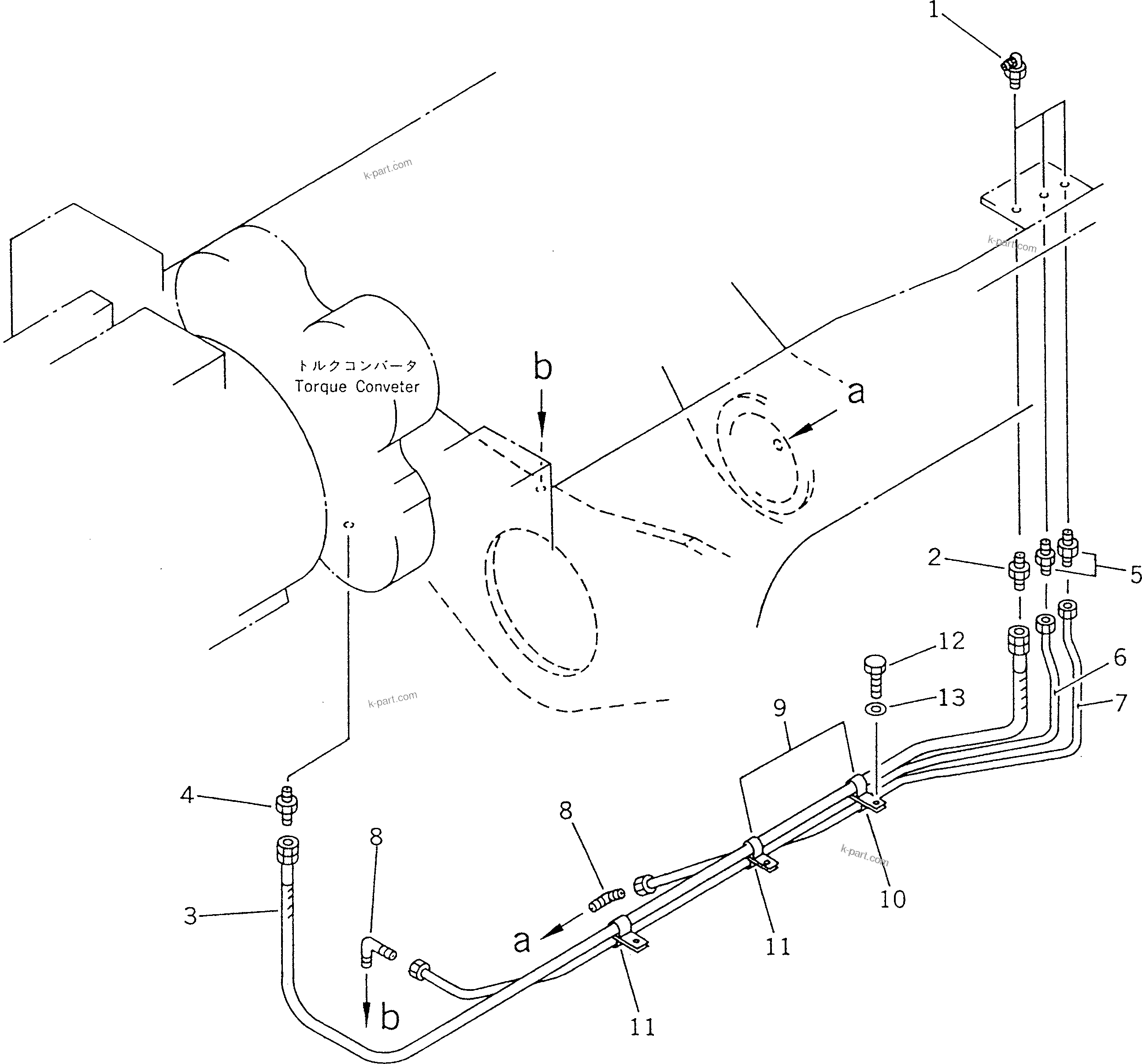 Komatsu parts book diagram for WF450T-1 S/N 10001-UP: REMOTE LUBRICATING (REAR)