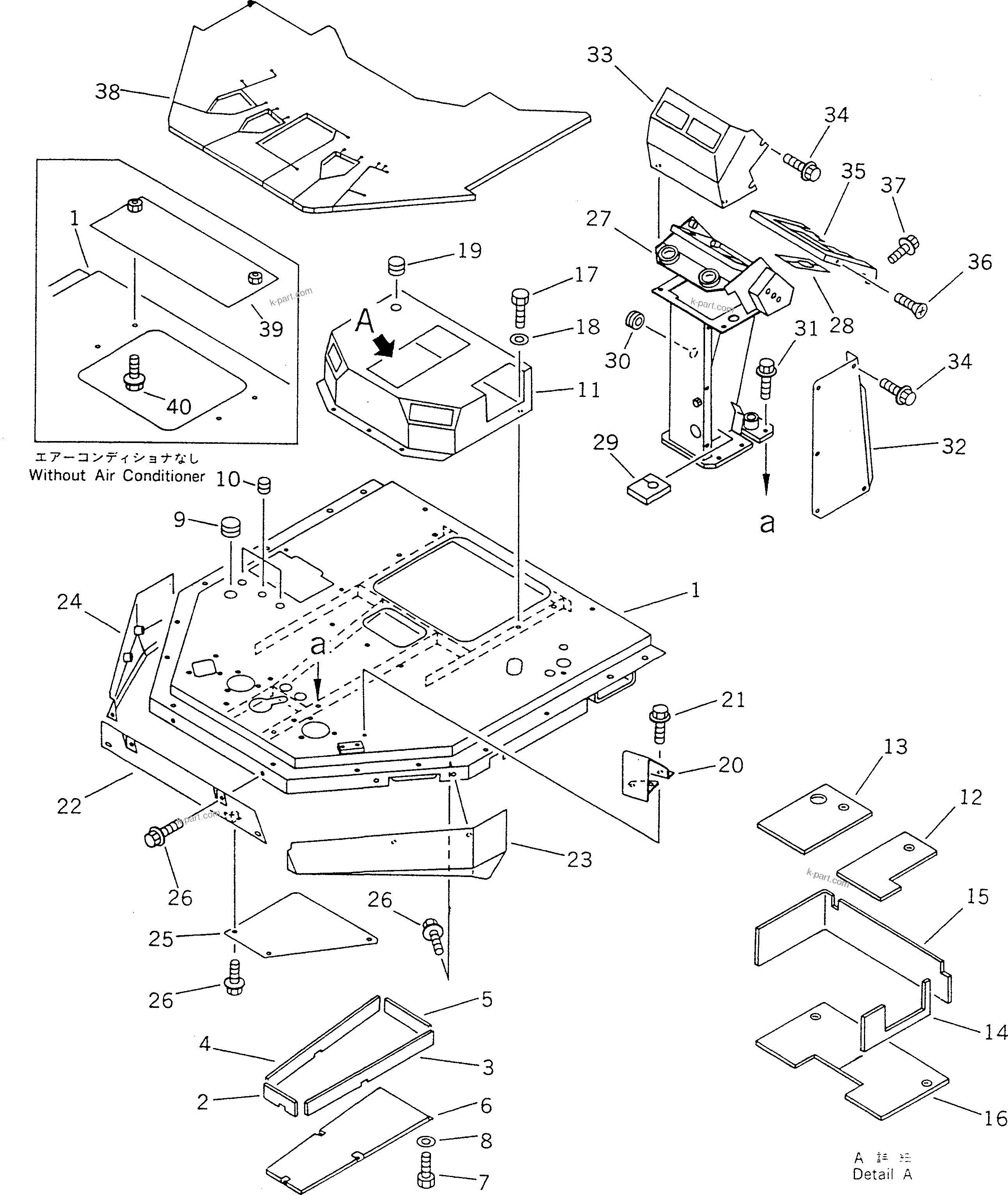 Komatsu parts book diagram for WF450T-1 S/N 10001-UP: FLOOR FRAME