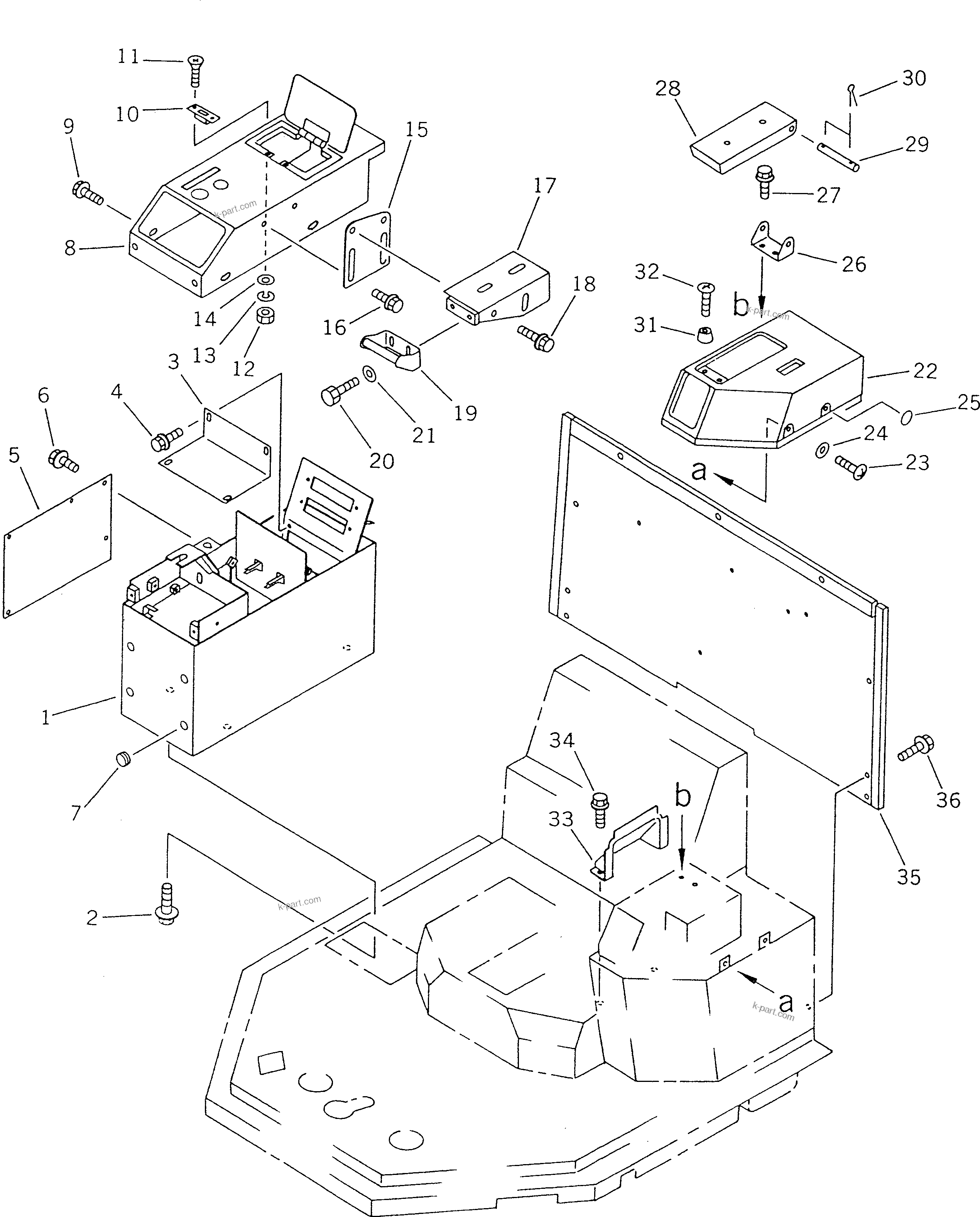 Komatsu parts book diagram for WF450T-1 S/N 10001-UP: CONSOLE BOX