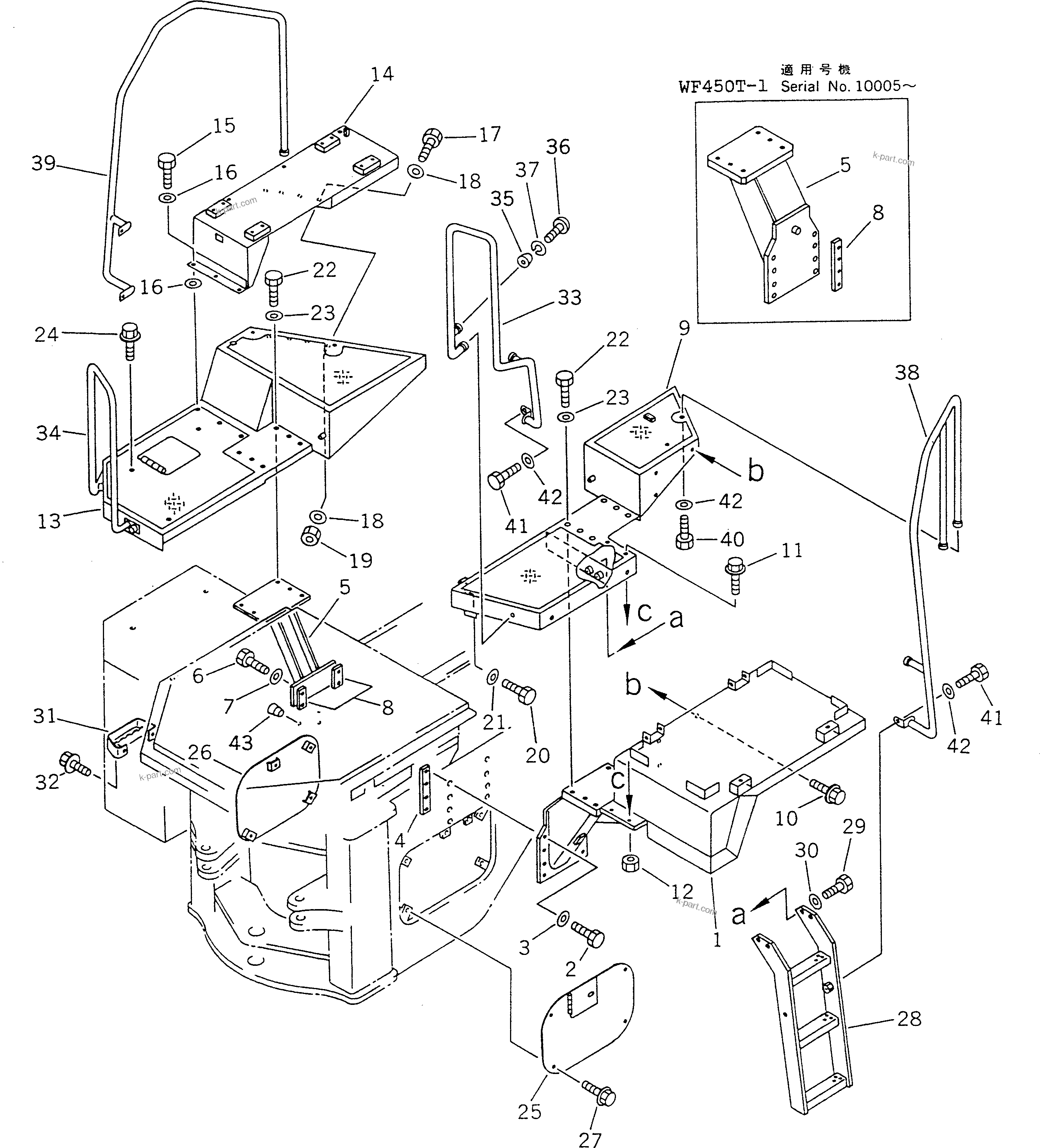 Komatsu parts book diagram for WF450T-1 S/N 10001-UP: FLOOR AND LADDER (FOR ATOMIZER SYSTEM)