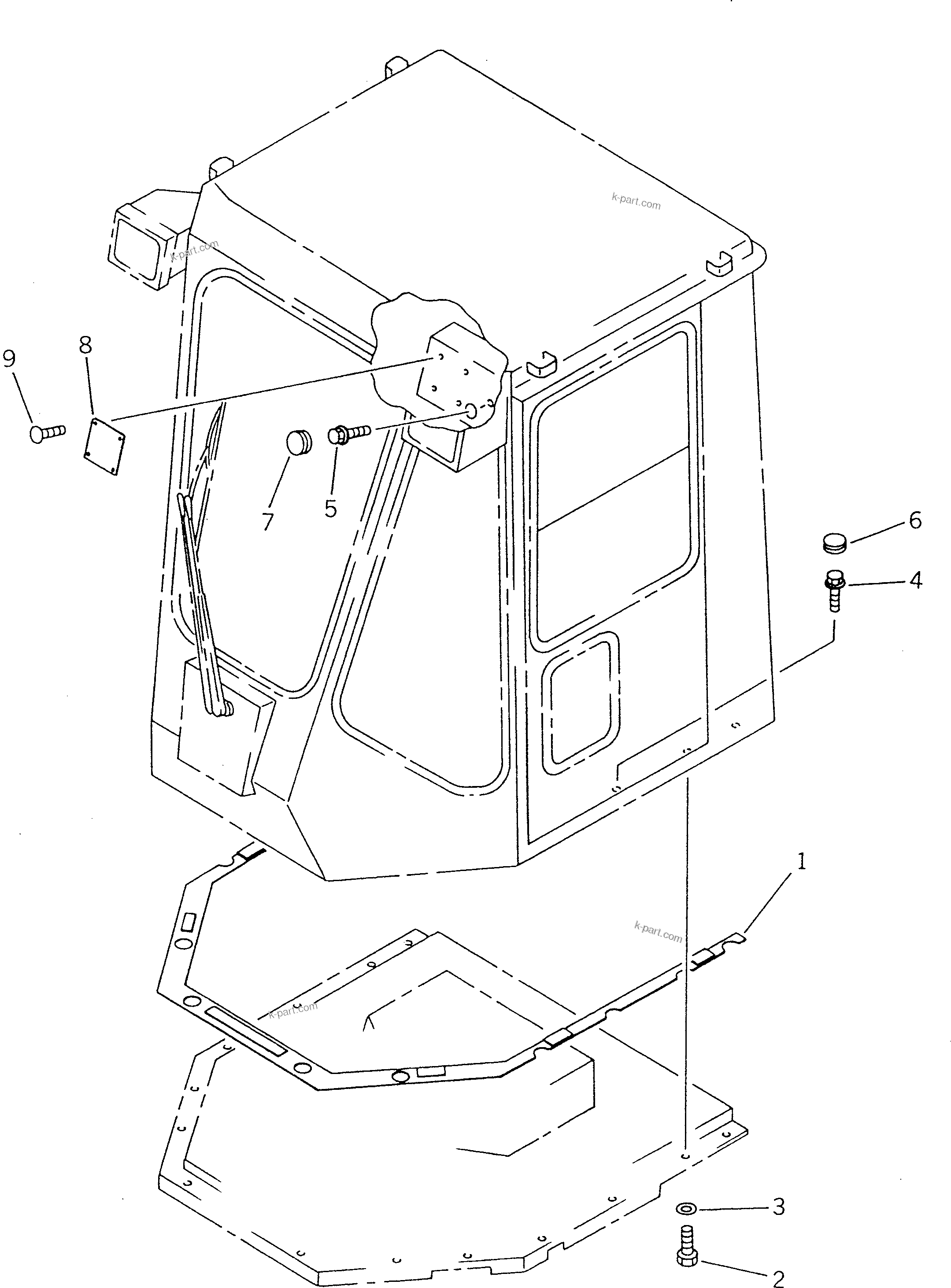 Komatsu parts book diagram for WF450T-1 S/N 10001-UP: OPERATOR'S CAB (1/6)
