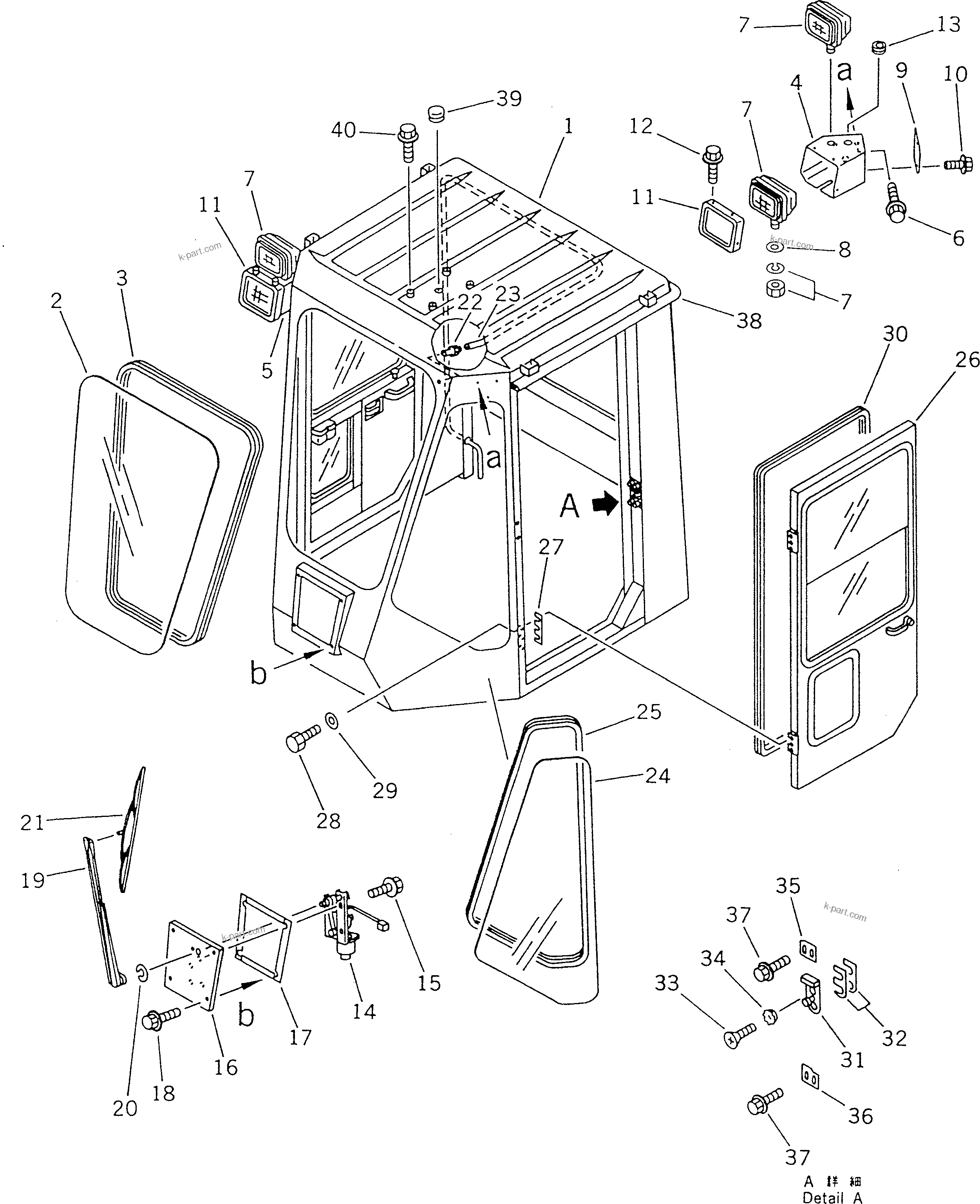 Komatsu parts book diagram for WF450T-1 S/N 10001-UP: OPERATOR'S CAB (2/6)