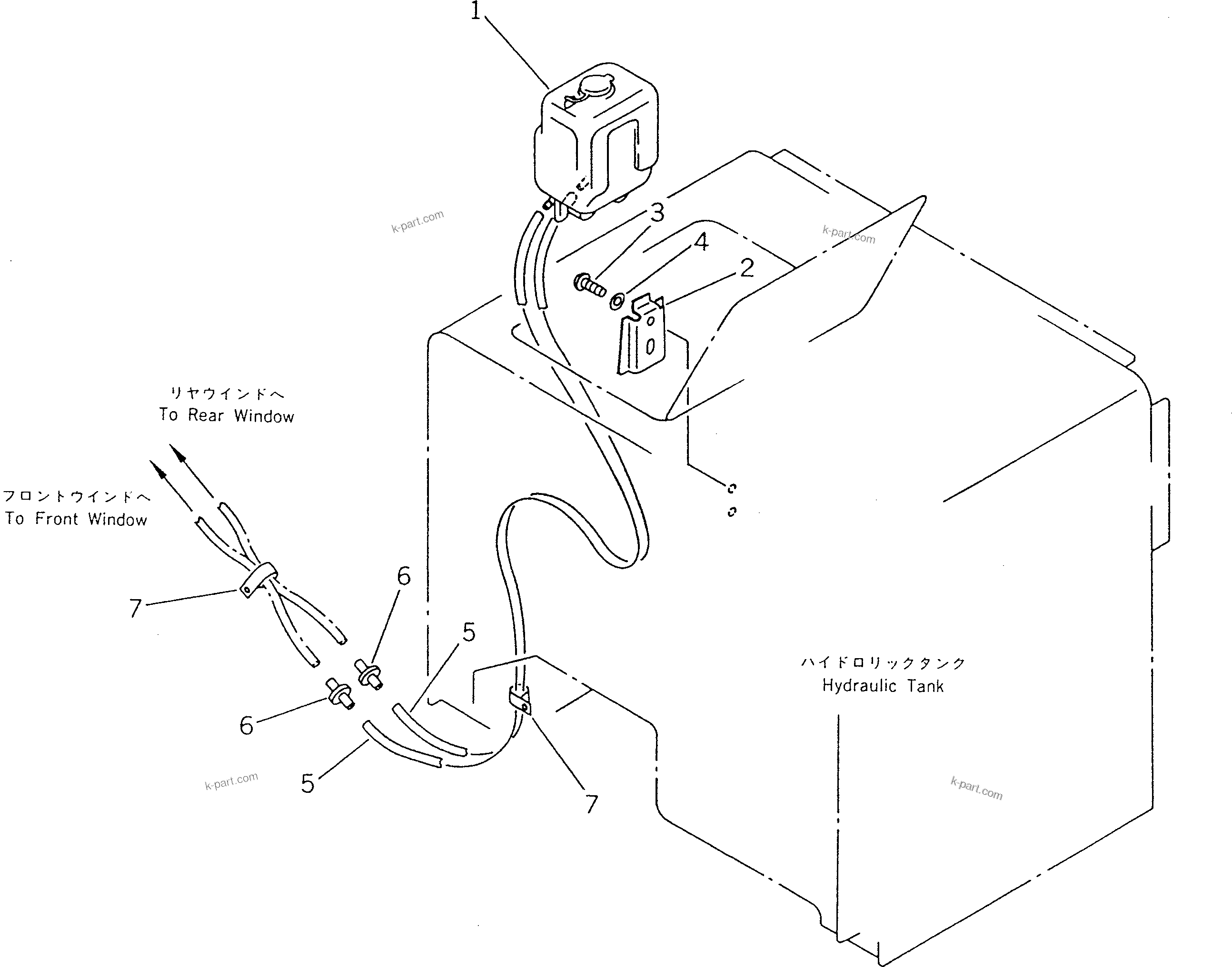Komatsu parts book diagram for WF450T-1 S/N 10001-UP: WINDOW WASHER