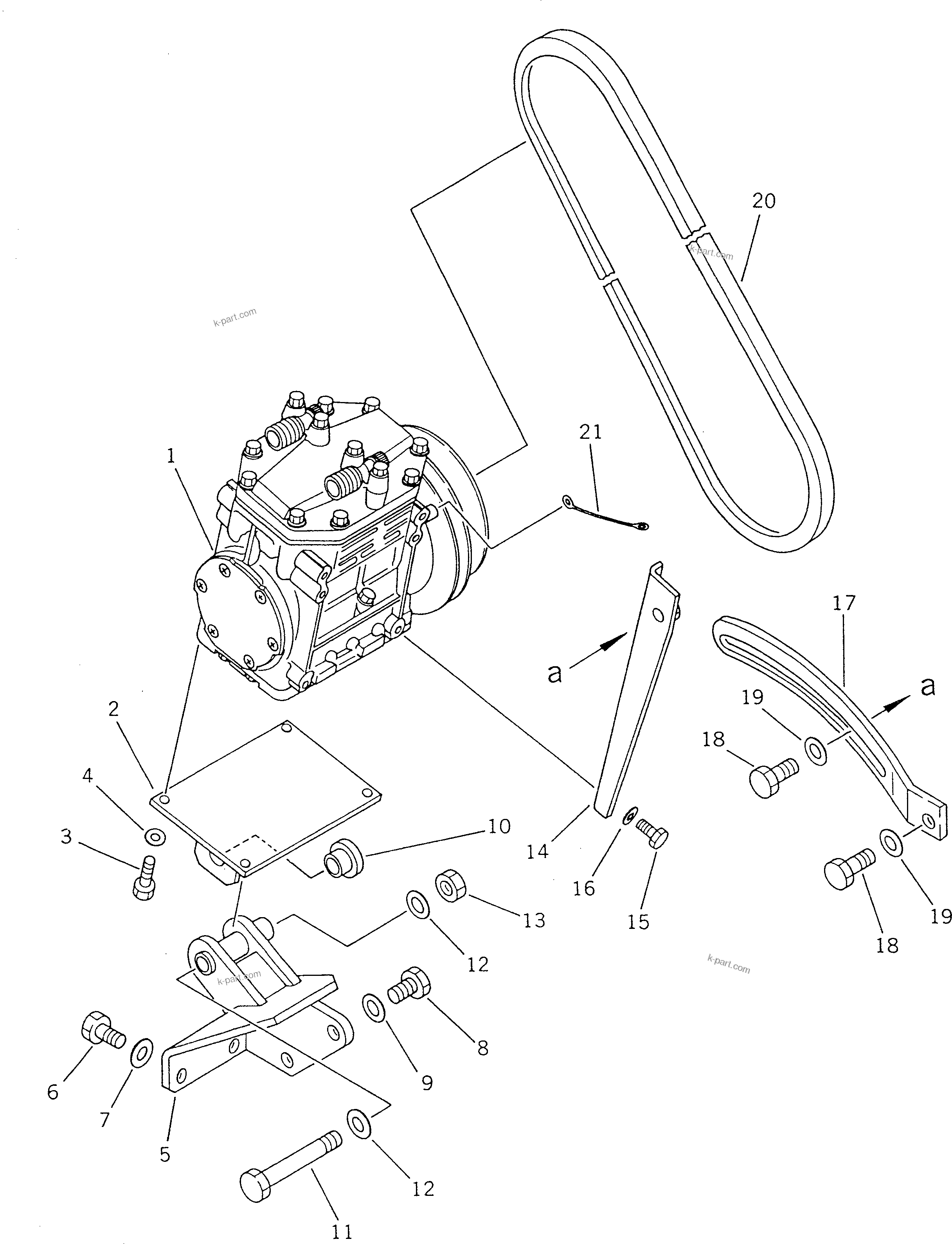 Komatsu parts book diagram for WF450T-1 S/N 10001-UP: AIR CONDITIONER PIPING (1/5)