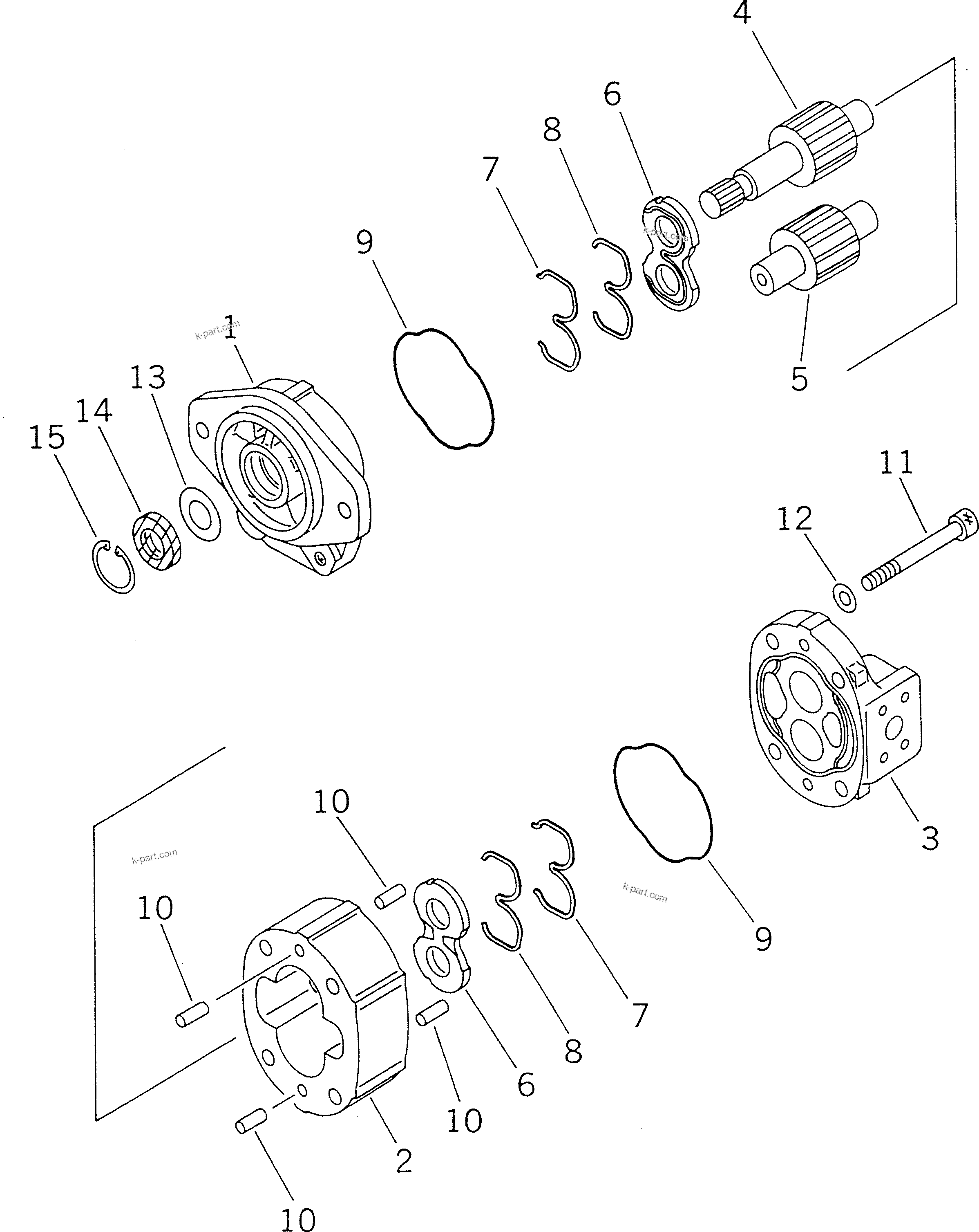 Komatsu parts book diagram for WF450T-1 S/N 10001-UP: HYDRAULIC PUMP (SWITCH)
