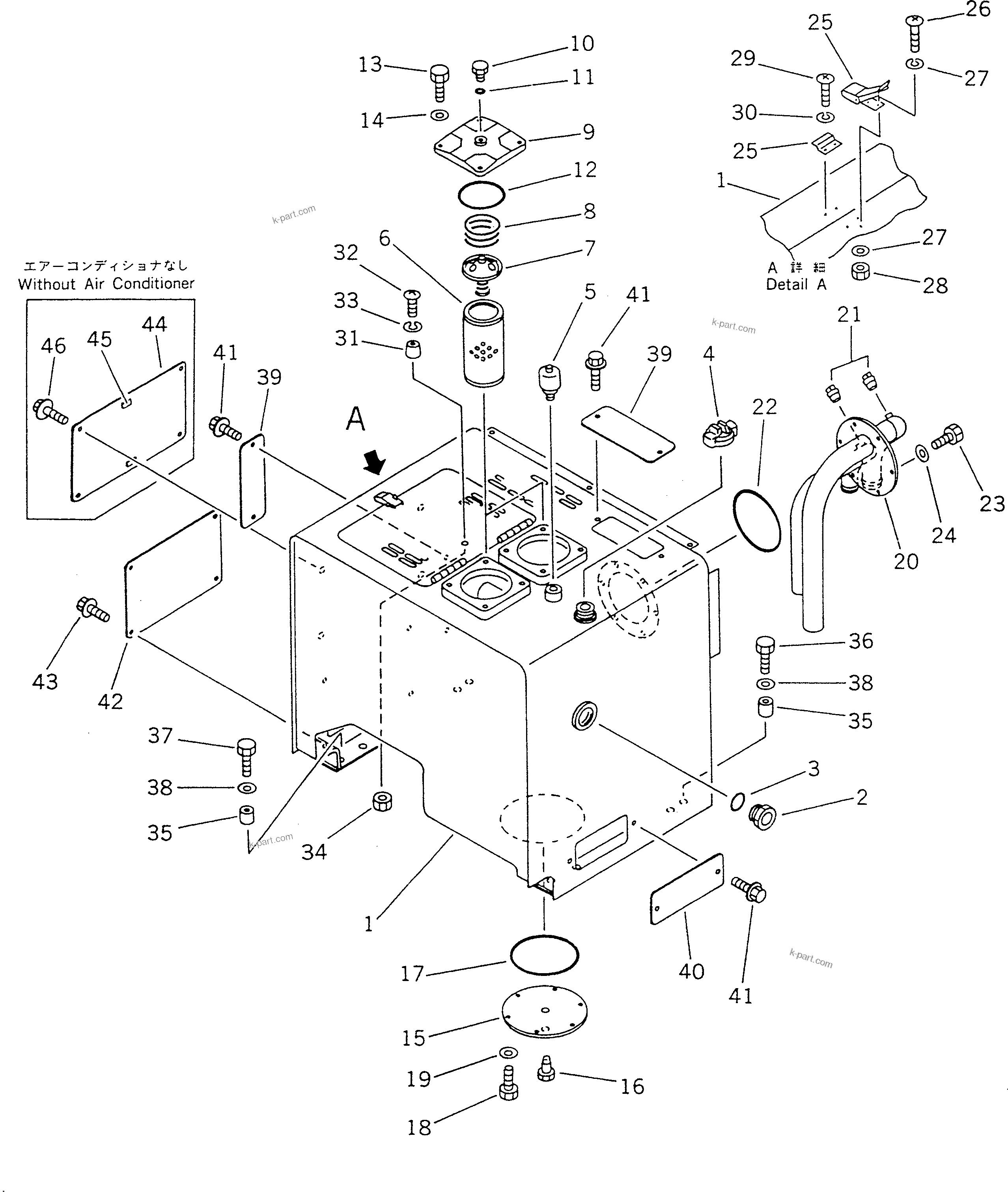 Komatsu parts book diagram for WF450T-1 S/N 10001-UP: HYDRAULIC TANK