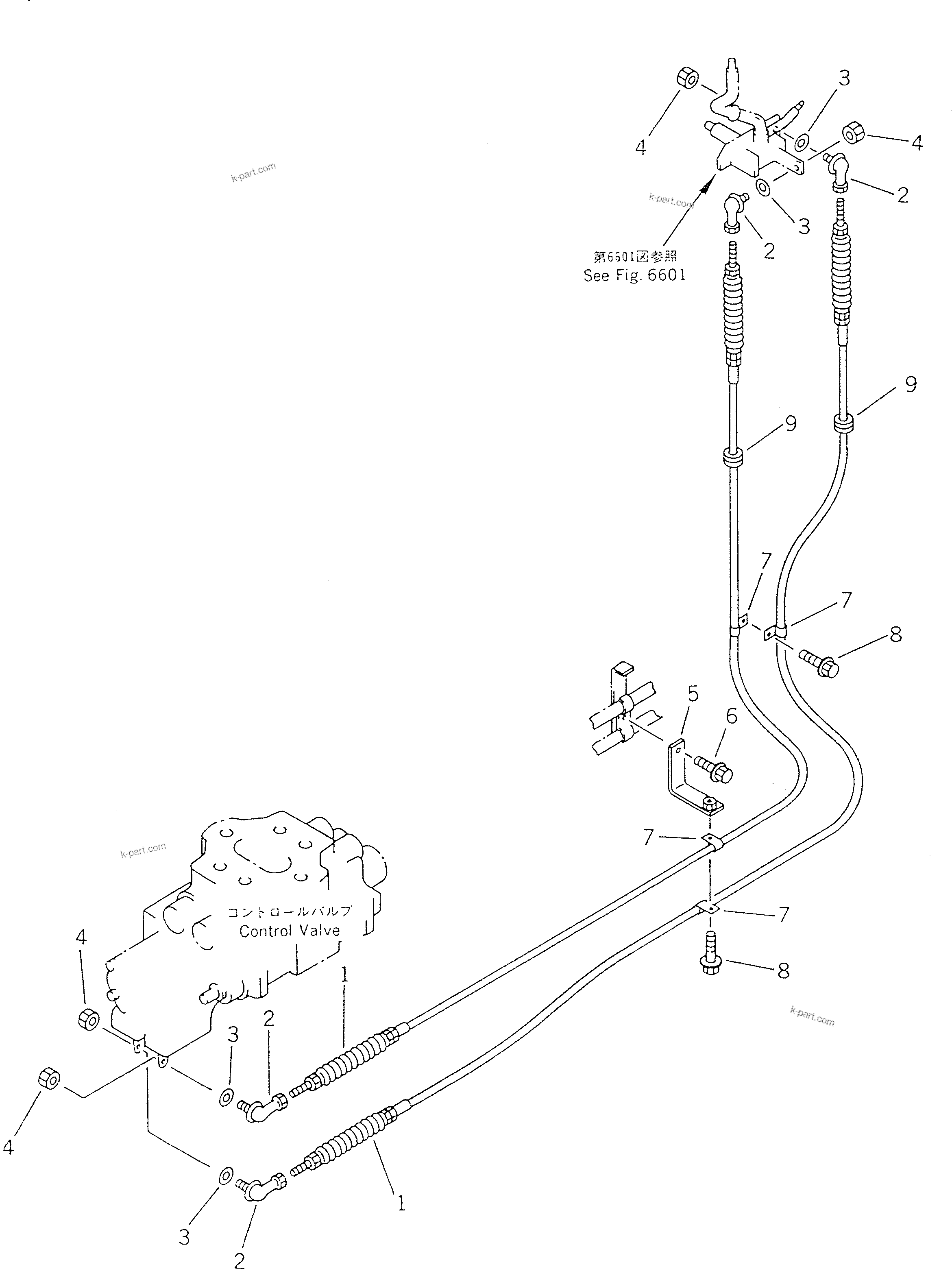 Komatsu parts book diagram for WF450T-1 S/N 10001-UP: WORK EQUIPMENT CONTROL LINKAGE (2/2)