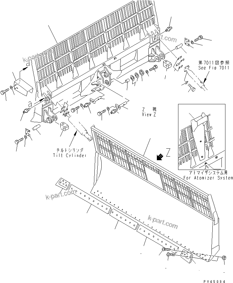 Komatsu parts book diagram for WF450T-1 S/N 10001-UP: BLADE