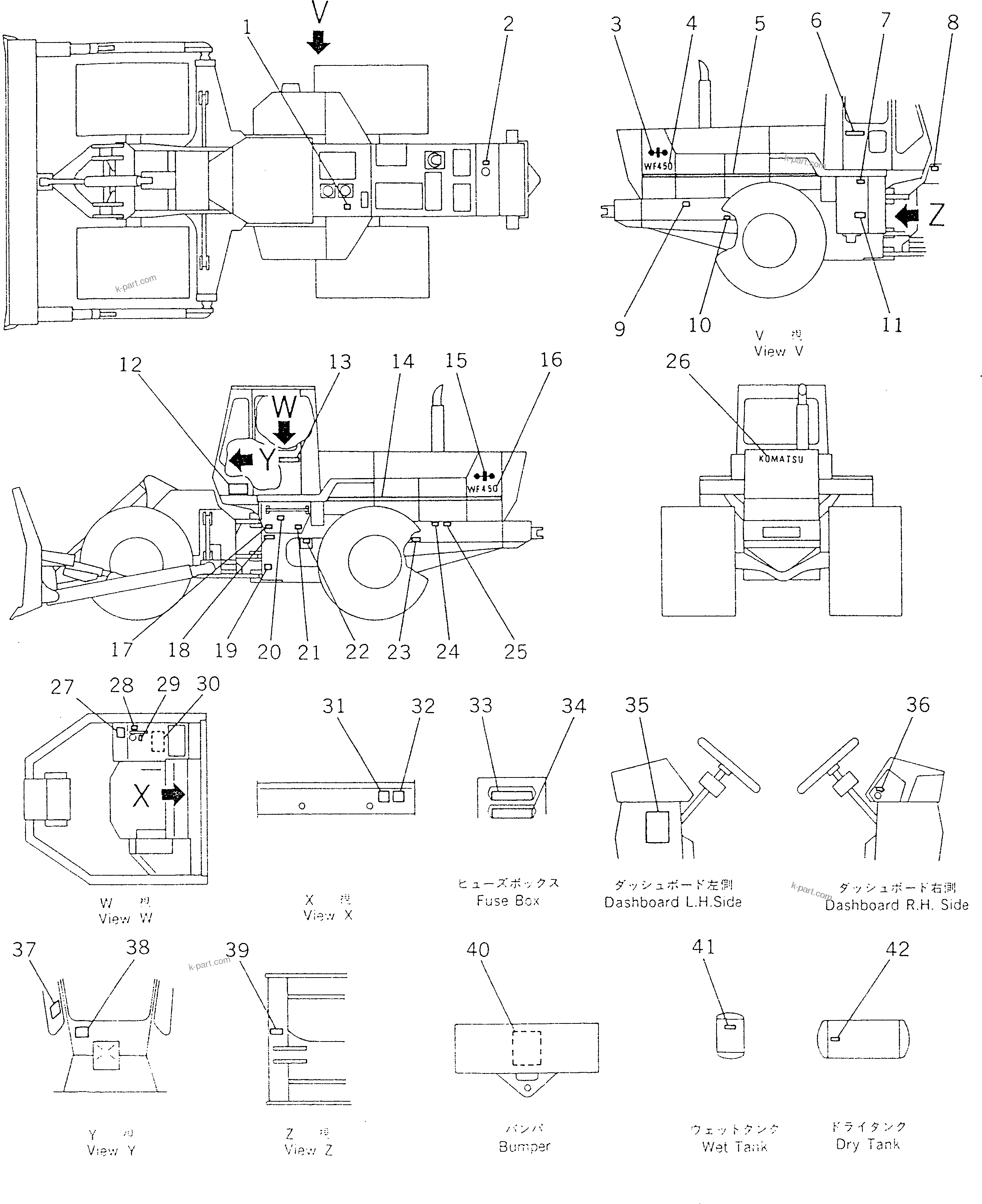Komatsu parts book diagram for WF450T-1 S/N 10001-UP: MARKS AND PLATES (ENGLISH)(#10001-10079)
