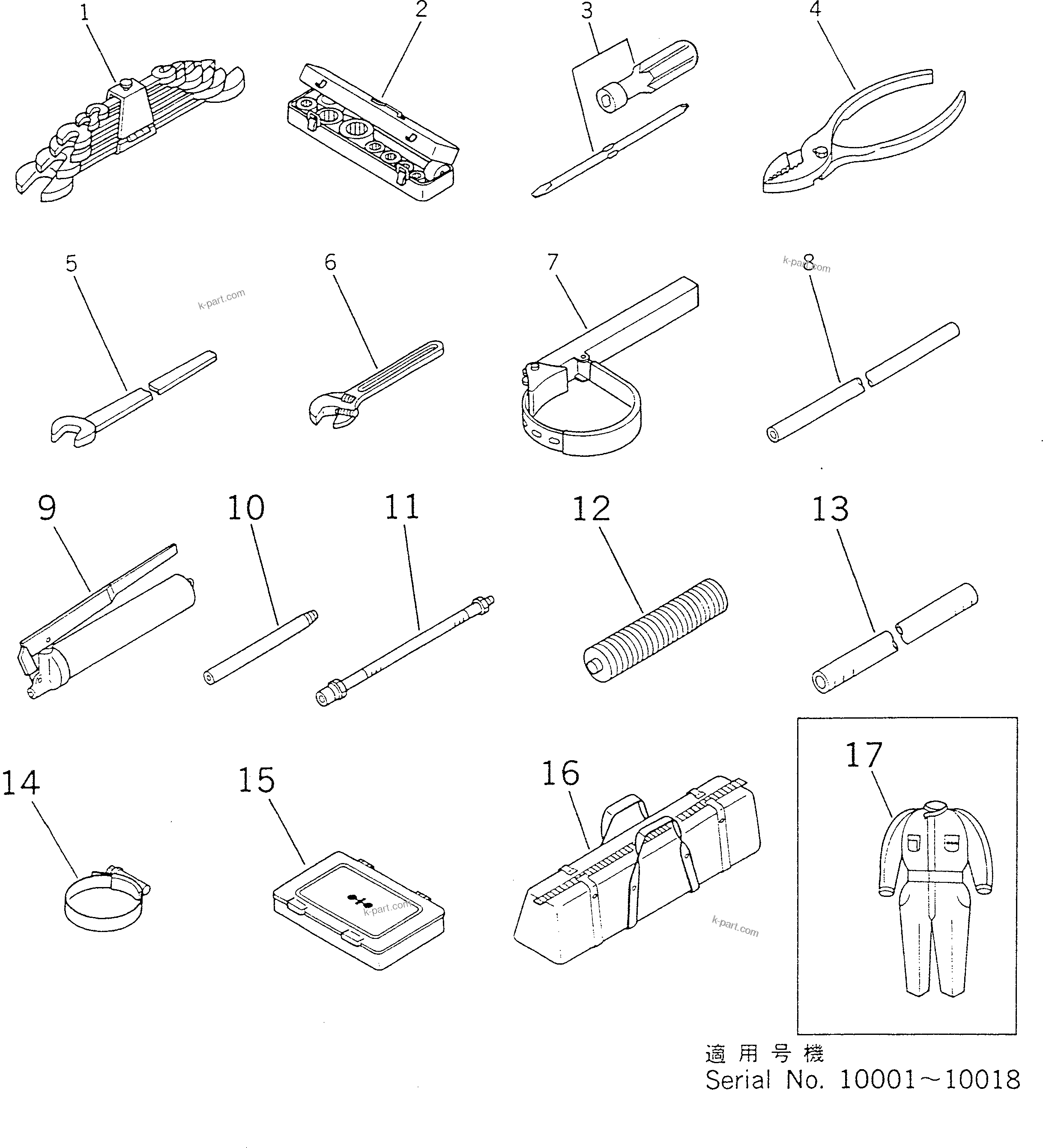 Komatsu parts book diagram for WF450T-1 S/N 10001-UP: TOOL