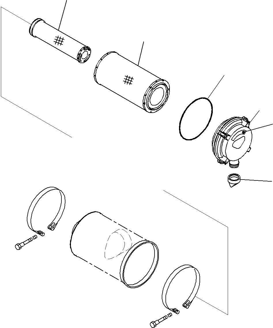 Komatsu parts book diagram for PC290-8K S/N 10001-UP ( Standard Machine ): AIR CLEANER CONNECTING PARTS (1/2)(#10001-)