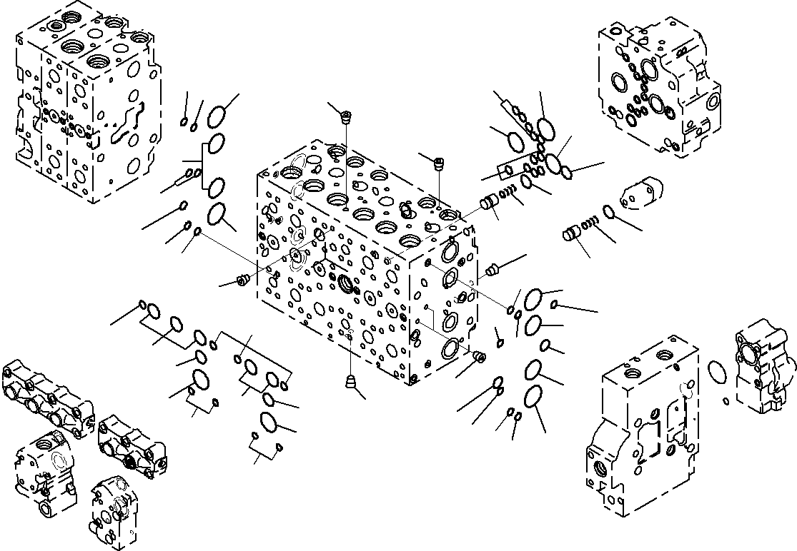 Komatsu parts book diagram for PC290-8K S/N 10001-UP ( Standard Machine ): MAIN CONTROL VALVE, FOR MACHINE WITH 1-ADDITIONAL ACTUATOR CIRCUIT (5/31)(#10001-)