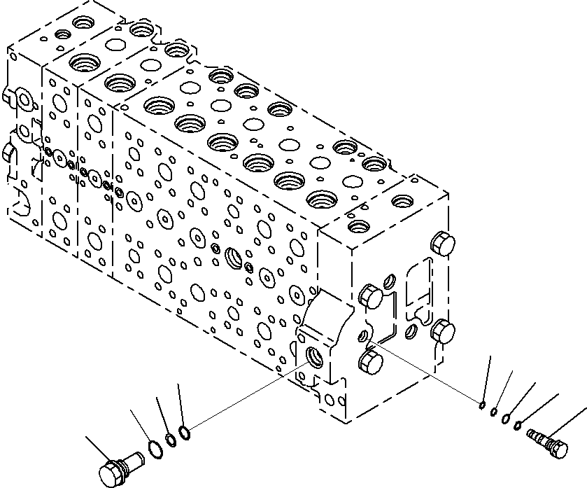 Komatsu parts book diagram for PC290-8K S/N 10001-UP ( Standard Machine ): MAIN CONTROL VALVE, FOR MACHINE WITH 1-ADDITIONAL ACTUATOR CIRCUIT (11/31)(#10001-)