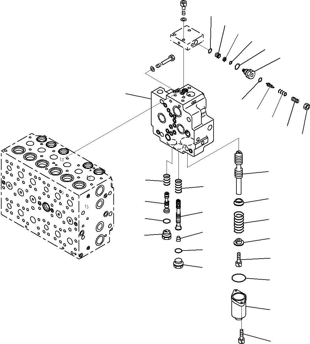 Komatsu parts book diagram for PC290-8K S/N 10001-UP ( Standard Machine ): MAIN CONTROL VALVE, FOR MACHINE WITH 1-ADDITIONAL ACTUATOR CIRCUIT (13/31)(#10001-)