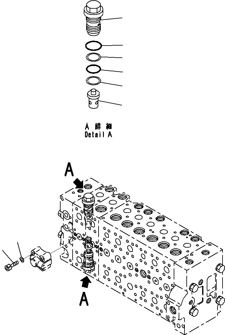 Komatsu parts book diagram for PC290-8K S/N 10001-UP ( Standard Machine ): MAIN CONTROL VALVE, FOR MACHINE WITH 1-ADDITIONAL ACTUATOR CIRCUIT (19/31)(#10001-)