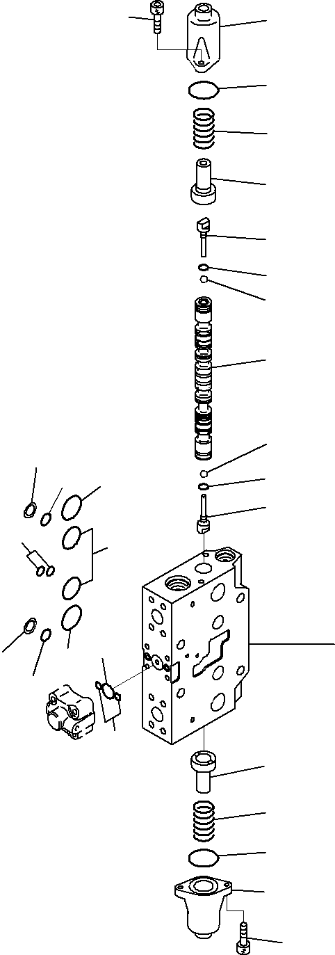 Komatsu parts book diagram for PC290-8K S/N 10001-UP ( Standard Machine ): MAIN CONTROL VALVE, FOR MACHINE WITH 1-ADDITIONAL ACTUATOR CIRCUIT (22/31)(#10001-)