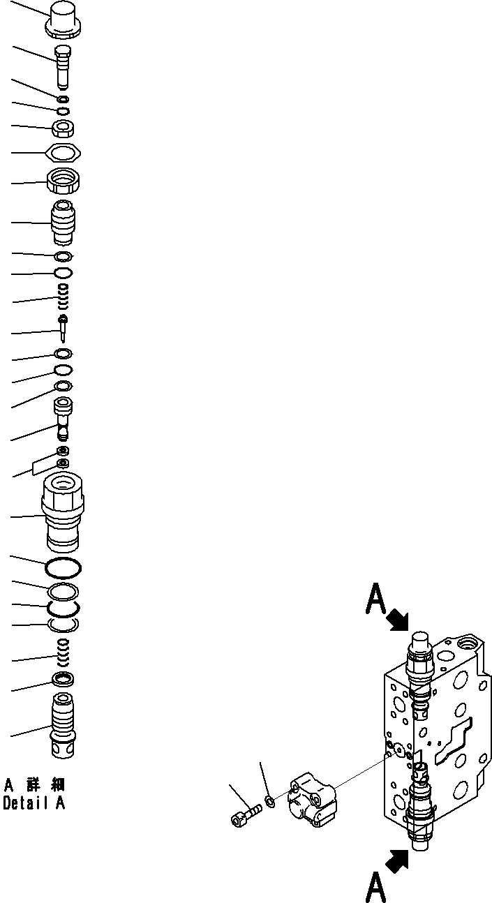 Komatsu parts book diagram for PC290-8K S/N 10001-UP ( Standard Machine ): MAIN CONTROL VALVE, FOR MACHINE WITH 1-ADDITIONAL ACTUATOR CIRCUIT (23/31)(#10001-)