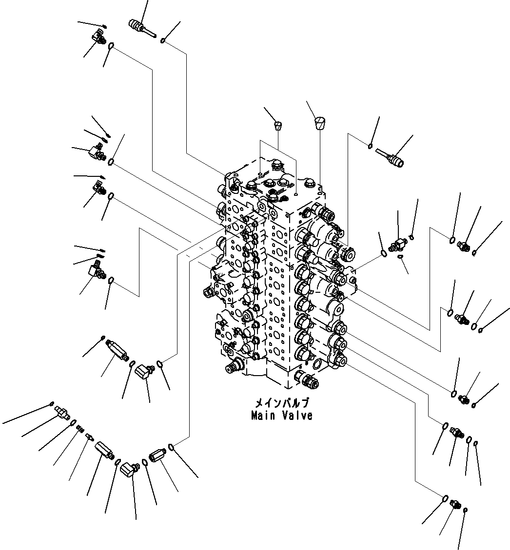 Komatsu parts book diagram for PC290-8K S/N 10001-UP ( Standard Machine ): MAIN CONTROL VALVE, FOR MACHINE WITH 1-ADDITIONAL ACTUATOR CIRCUIT (27/31)(#10001-)