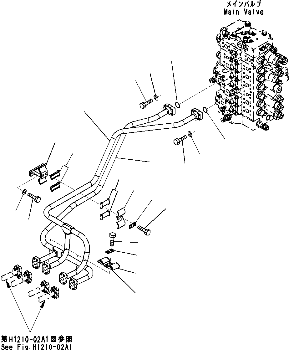 Komatsu parts book diagram for PC290-8K S/N 10001-UP ( Standard Machine ): BOOM CIRCUIT (1/2)(#10001-)