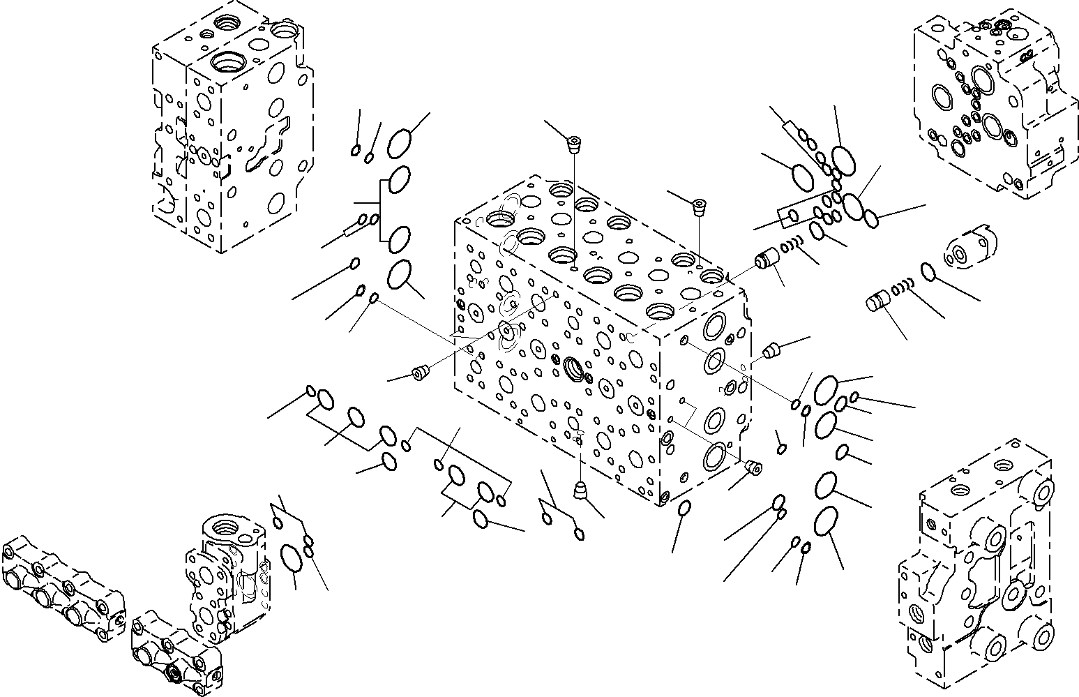 Komatsu parts book diagram for PC290-8K S/N 10001-UP ( Standard Machine ): MAIN CONTROL VALVE, FOR MACHINE WITH 1-ADDITIONAL ACTUATOR CIRCUIT AND BOOM HOLDING VALVE (5/22)(#10001-)